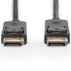 Digitus DisplayPort bağlantı kablosu, DP erkek <-> DP erkek, 1 metre, kilit mekanizmalı, Ultra HD 4K, siyah renk