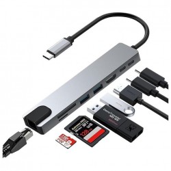 Daytona FC55 8'li Tip-C=>2USB3.0/4KHDMI/RJ45 10/100 ETH