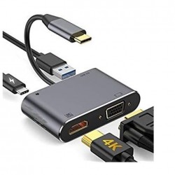 Daytona FC-02 4'lü USB Type-C Docking Station (Giriş:USB Tip-C => Çıkış:Usb3.0+Hdmi+Vga+Pd)