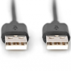 Digitus USB 2.0 Bağlantı Kablosu, USB A Erkek <-> USB A Erkek, 1 metre, USB 2.0 uyumlu, siyah ren